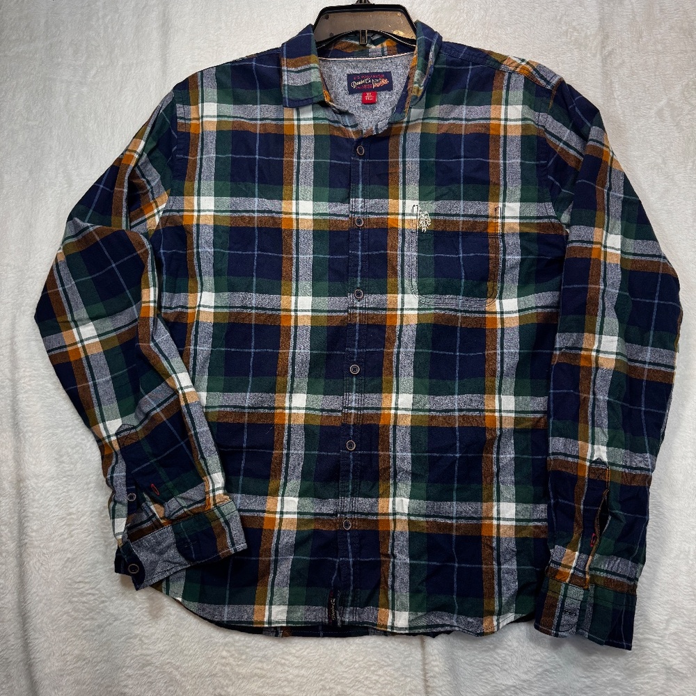 US Polo Assn Denim Co Plaid Shirt Mens Size XL Western Cowboy Casual